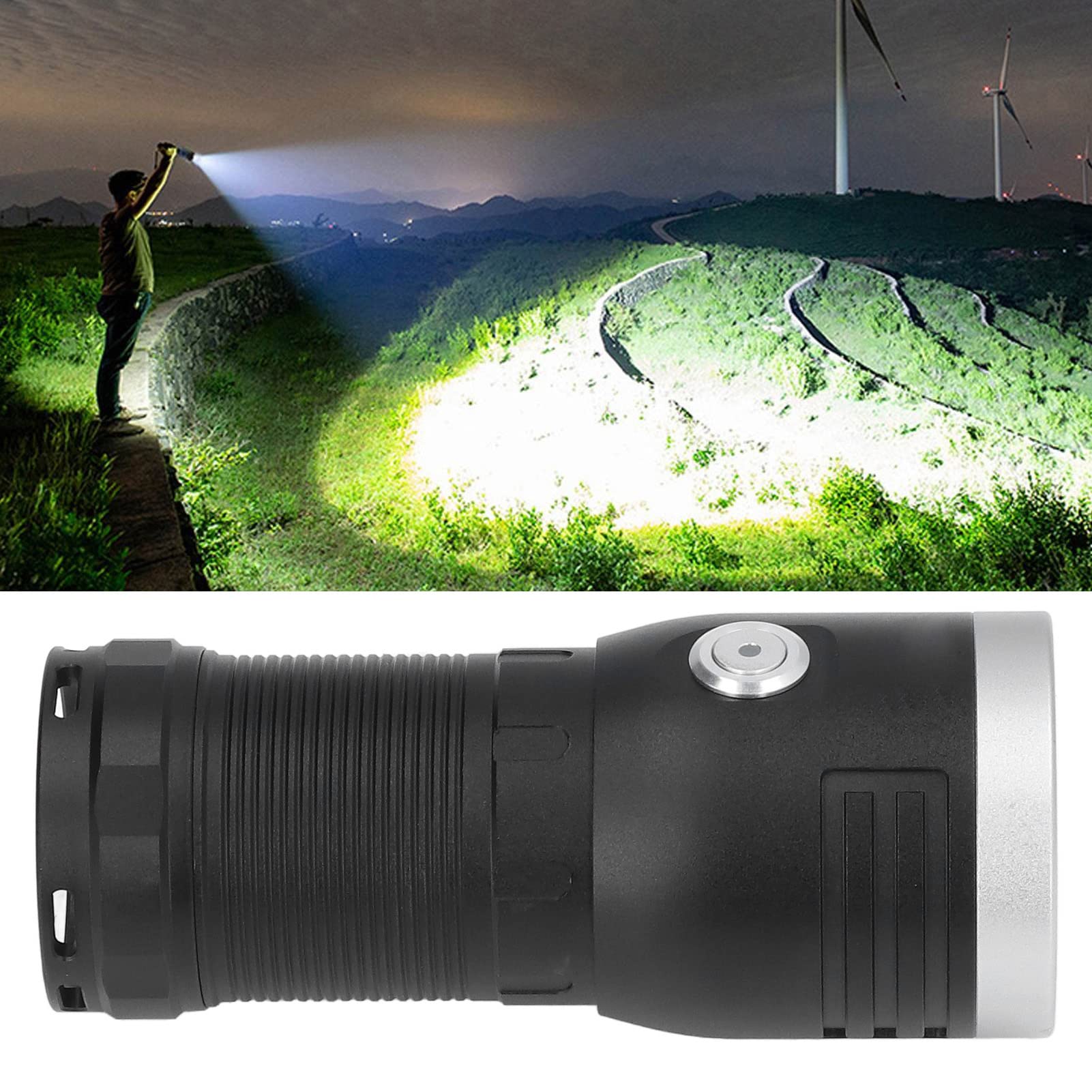 Cocoarm Lampe de Poche P50 Lampe de Poche LED Rechargeable en Alliage d'aluminium 3 LED P50 10 000 Lm Gradation Continue IPX65 étanche pour Randonnée Camping Voyage Utilisation d'urgence