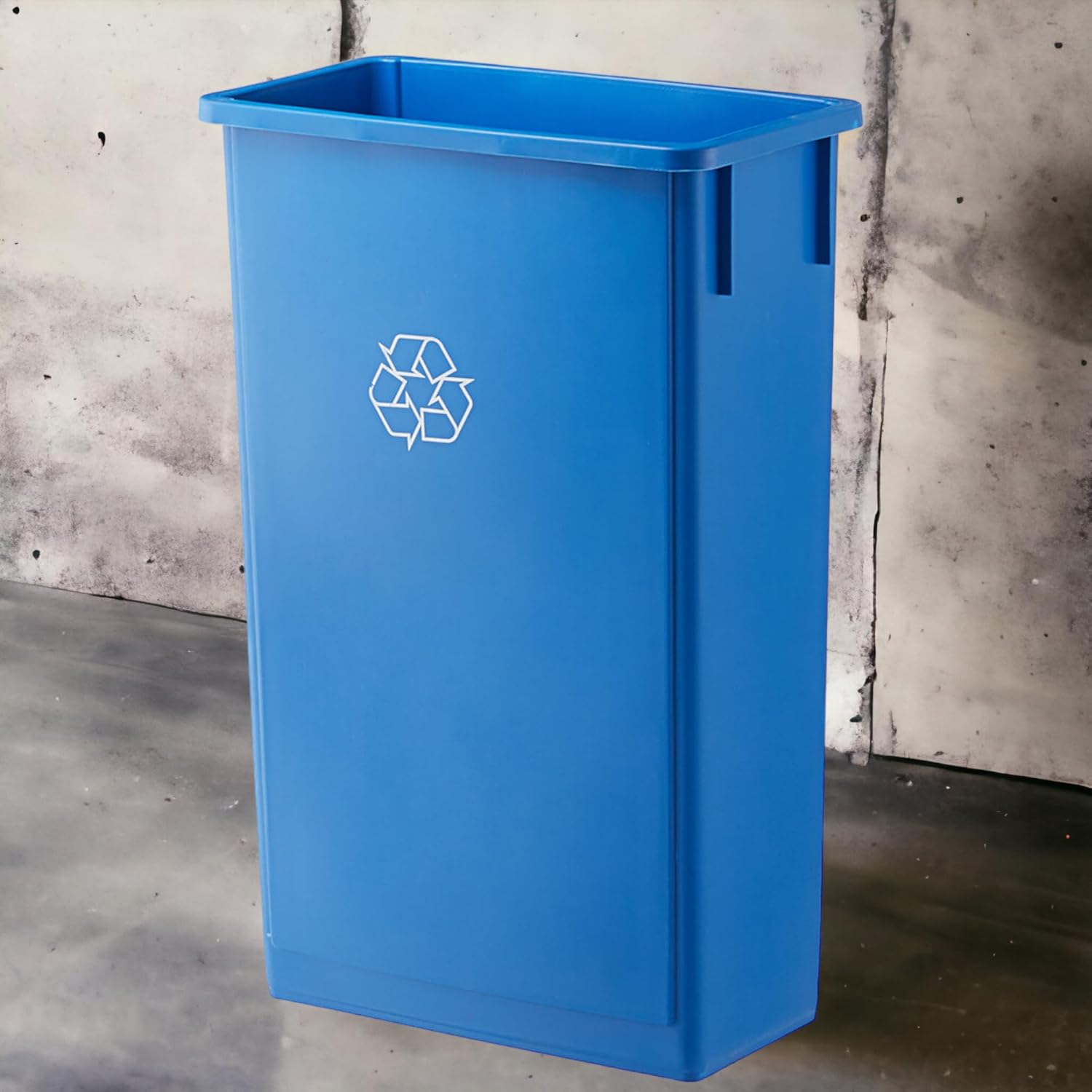 23 Gallon Blue Slim Rectangular Trash Can with lid Restaurant Trash can Commercial Trash can Tall Plastic Trash can Industrial Trash can Square Trash cans with Bottle/Can Lid