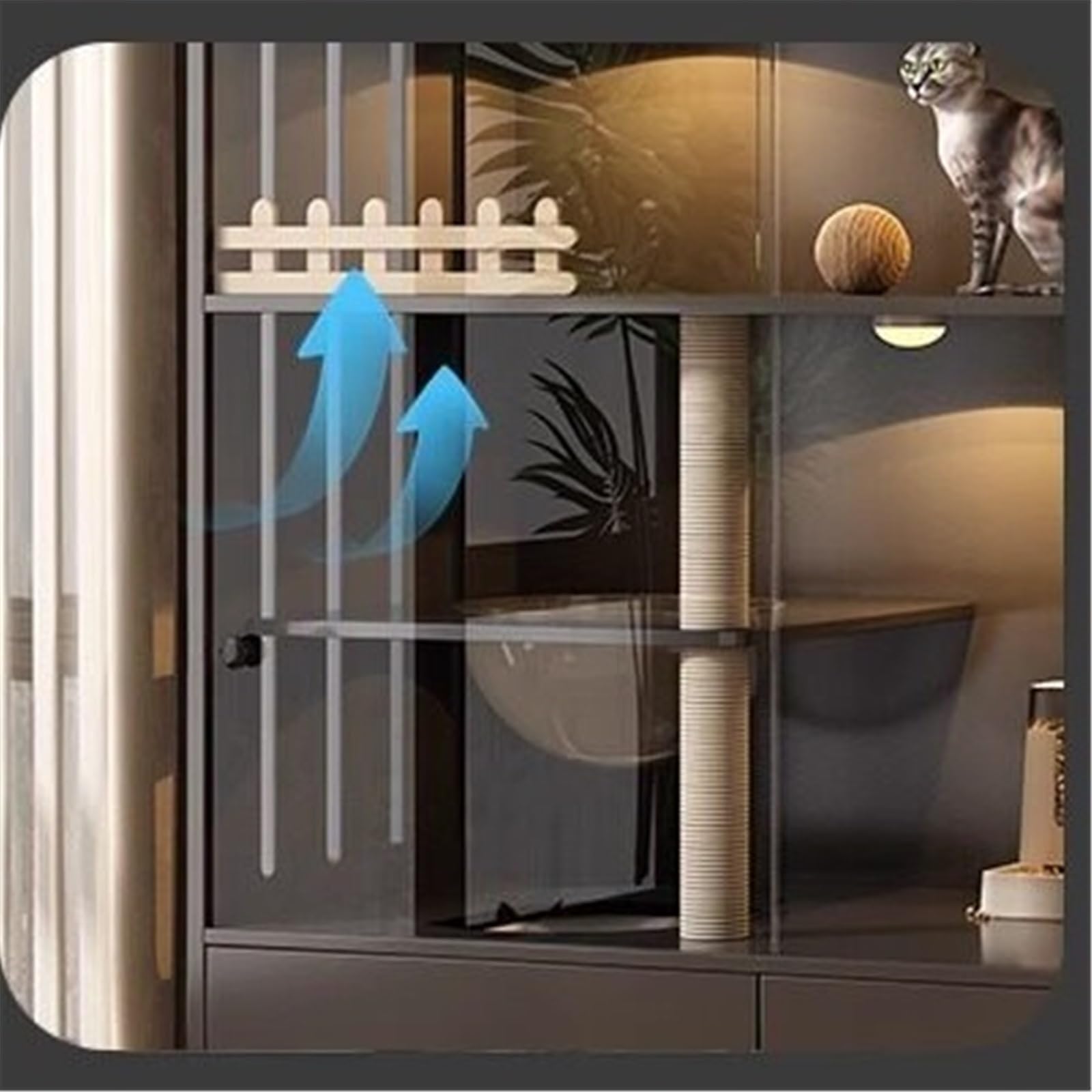 villa per gatti Cat Cage Home Villa for gatti a due piani Casa in legno chiusa for interni Per interni(Grijs)