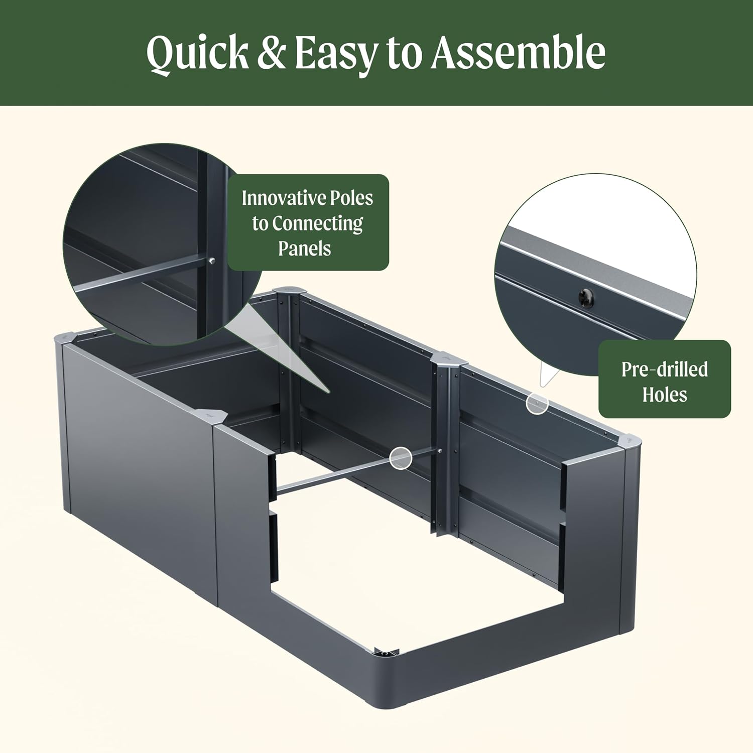 Vego garden 32" Extra Tall Raised Garden Bed, 27" x 53" Modern Raised Garden Beds Kit, Metal Planter Box for Vegetables Flowers Fruits, Midnight Blue