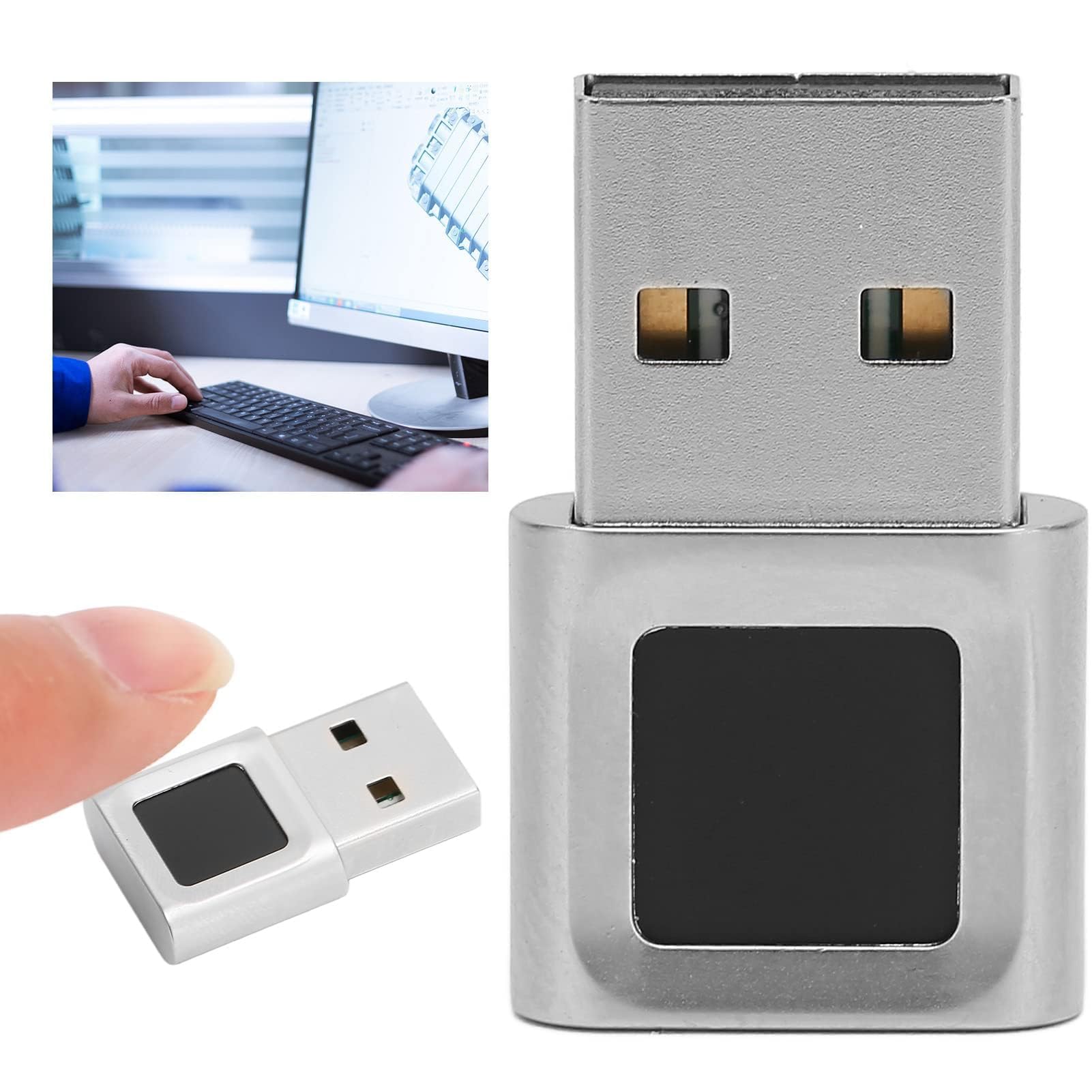 Lecteur d'empreintes digitales USB, Lecteur d'empreintes digitales USB à 360 degrés Mini Compatible avec Win11/10 Touch Speedy Matching Biométrique pour l'ordinateur portableWin