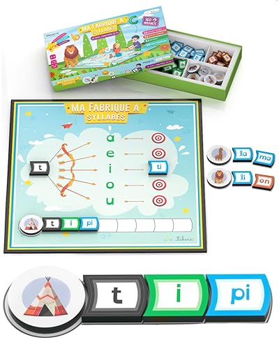Apprendre a lire avec son arc syllabes et mots, Jeux de société enfant rigolo, Alphabet magnetique, jeux pour enfants , jeu educatif 3 ans à 7 ans, cadeau fille , cadeau garcon