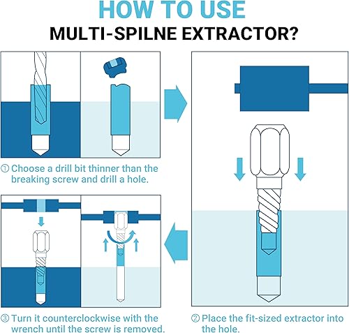 Miniatura 3 de Juego de extractor de tornillos de 25 piezas, cabeza hexagonal, herramienta extractor de pernos fácil de salir, acero de aleación de molibdeno