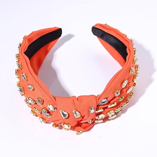 Miniatura 4 de NVENF Diademas anudadas con diamantes de imitación para mujer, diademas con cuentas de cristal, diademas con nudo superior, diademas de moda para