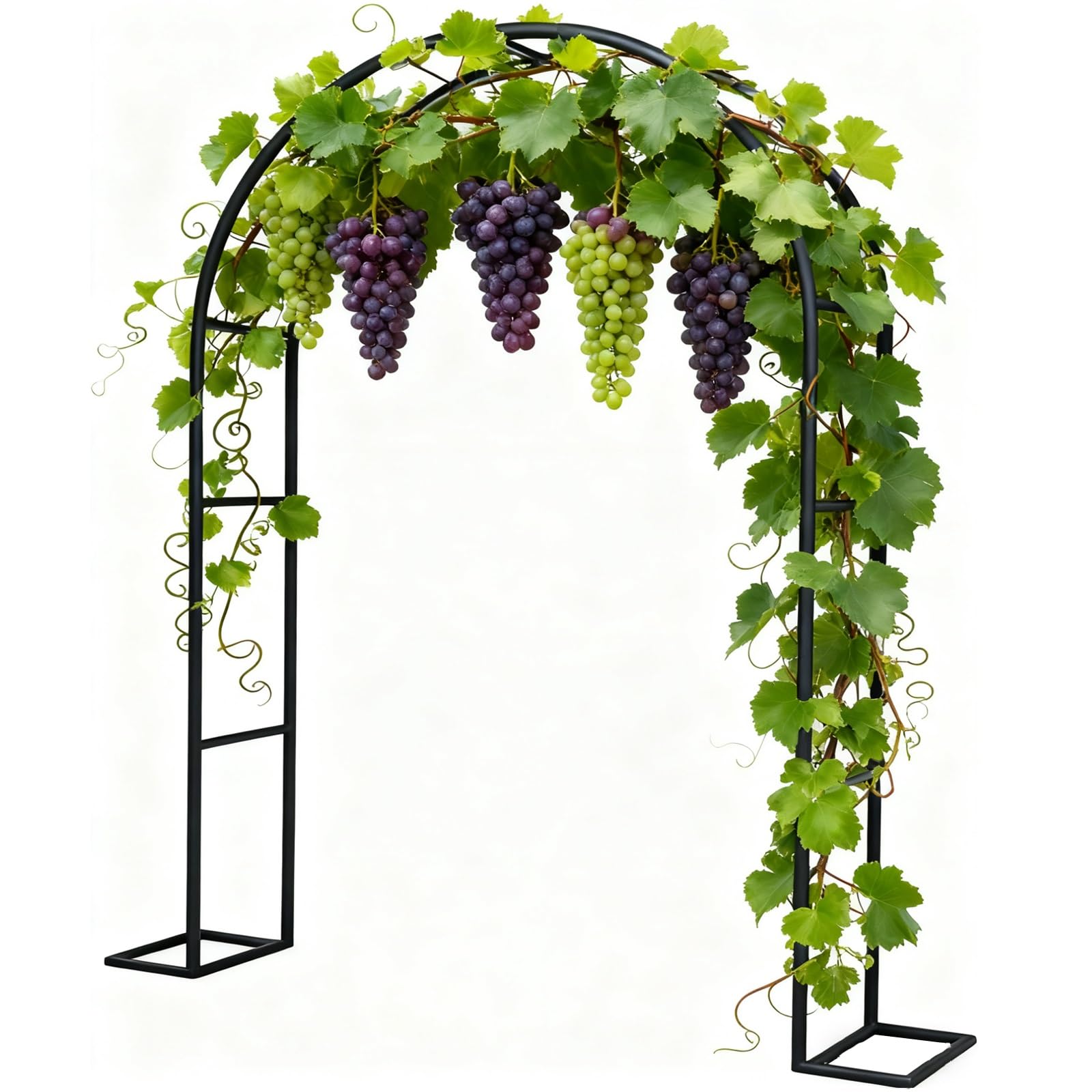 Solidny metalowy łuk ogrodowy do roślin pnących, odporny na warunki atmosferyczne, zewnętrzna krata, regulowana 80-350 cm szer. x 200/220/230 cm wys. (czarny 200 x 230 cm)