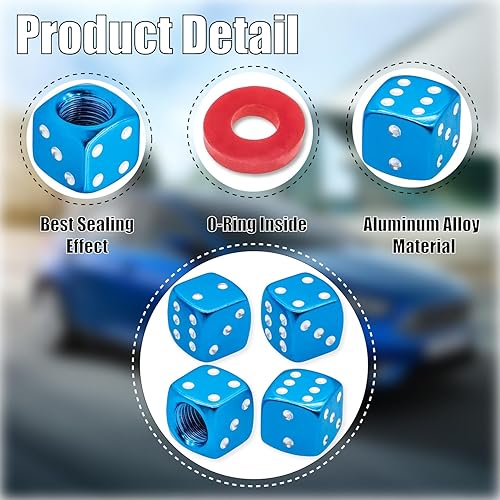 Vista 17 de 4 tapas de vástago de válvula de neumático estilo dado, con anillo de goma O, cubiertas universales de aleación de aluminio a prueba de polvo