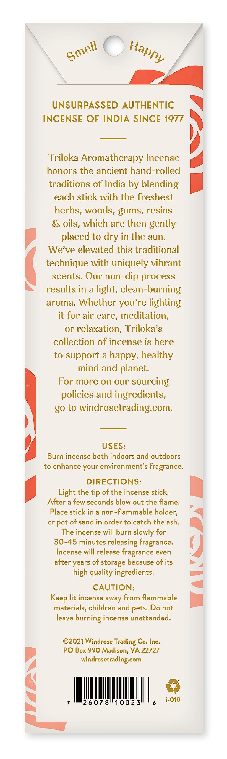 Triloka Original Incense, Nag Champa, 10 Sticks: 1 PACK Maui Rose