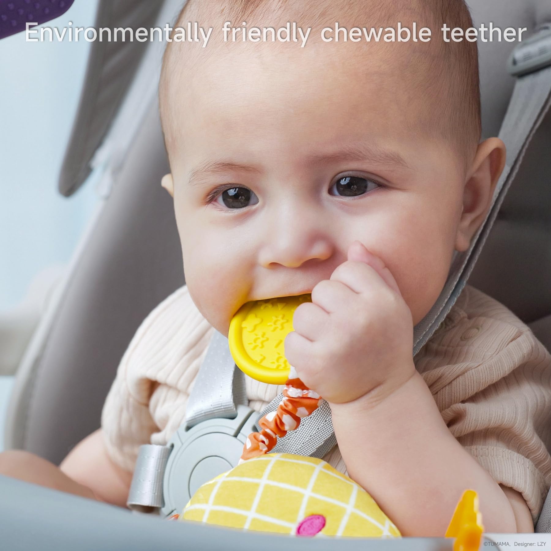 OR OR TU Giochi Neonato 0 3 6 9 Mesi Sonaglio Neonato con Campana Teether 4 pezzi Peluche Frutta Baby Giochi Sensoriali Auto Culla Passeggino Giocattolo per Regalo Neonata