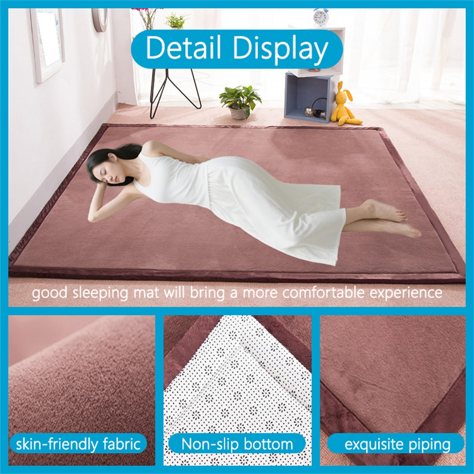 Colchón japonés de suelo, futón de espuma de alta densidad, tapete tatami plegable enrollable para mayor comodidad y apoyo