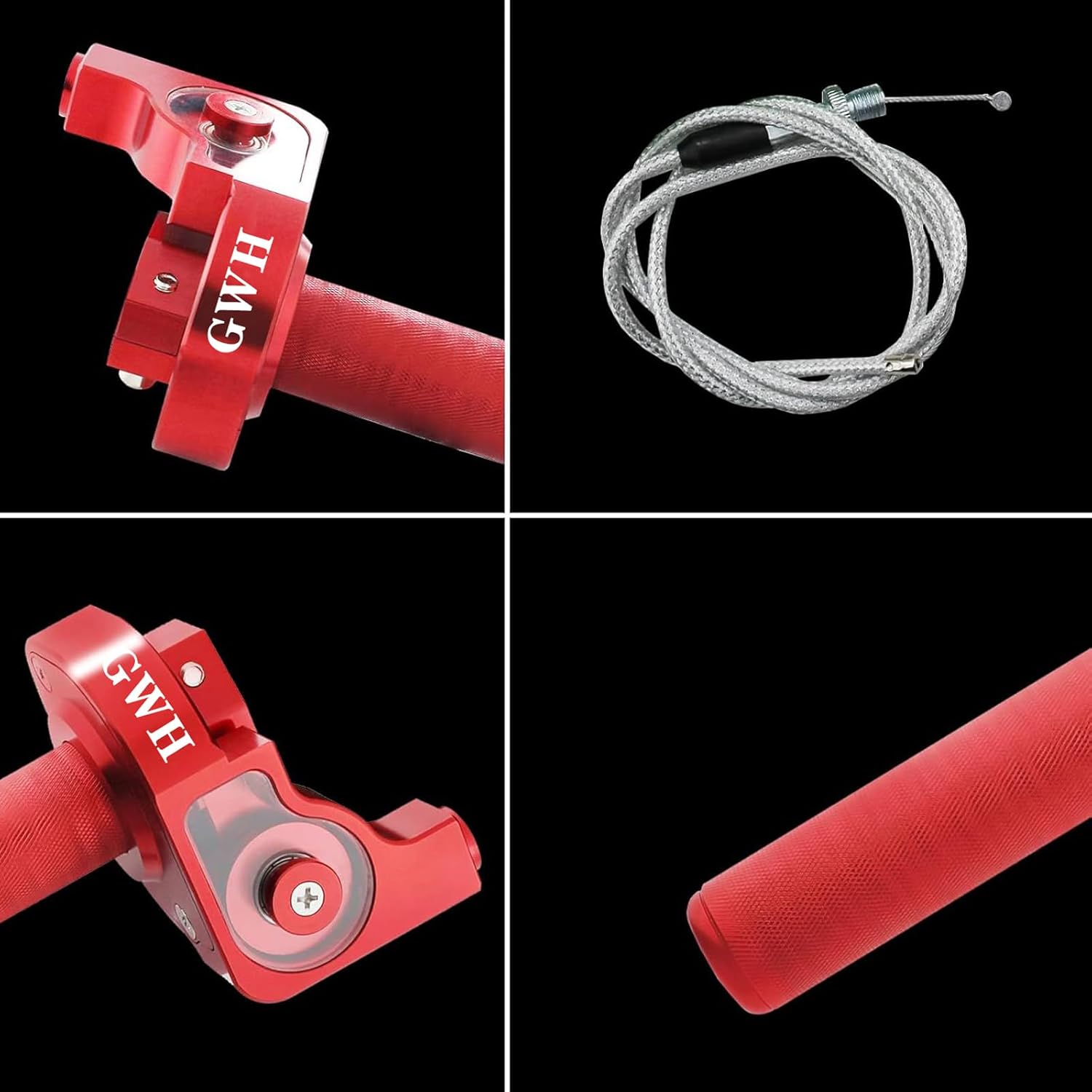 Motorcycle CNC Aluminum Universal Throttle Grip 7/8" 22mm Quick Twister with Throttle Cable for KLX CR CRF EXC XR CRF50 CRF230 50 70 110 125 230 250 Dirt Pit Bike Motorbike ATV (Red)