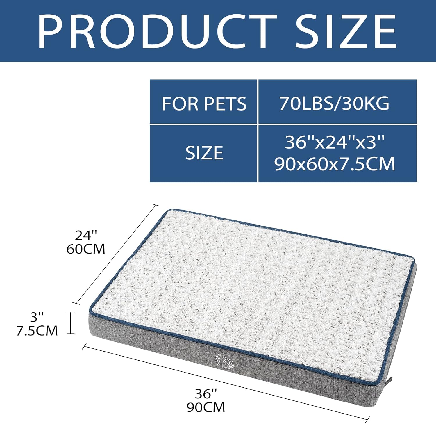 EMPSIGN Waterproof Dog Bed for Crate Pad Reversible Cool and Warm, Pet Beds with Washable and Removable Cover, Sleeping Mats for Large Medium Small Dogs : Pet Supplies