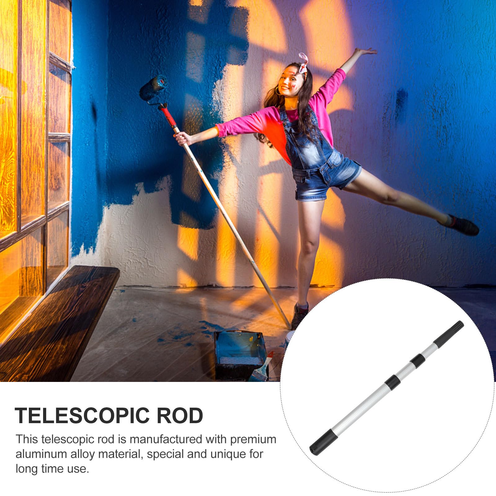 TOPPERFUN Asta Telescopica in Lega di Alluminio 1m per Pulizia, Barra di Estensione per Spazzola da Parete, Palo di Prolunga Pratica per Uso Domestico e Pulizia Vetri