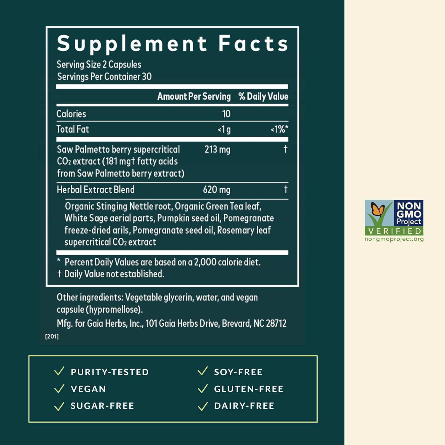 Gaia Herbs Prostate Health - Supports Prostate Health and Function for Men - with Saw Palmetto, Green Tea, Nettle Root, and White Sage* - 60 Vegan Liquid Phyto-Caps (30 Servings)