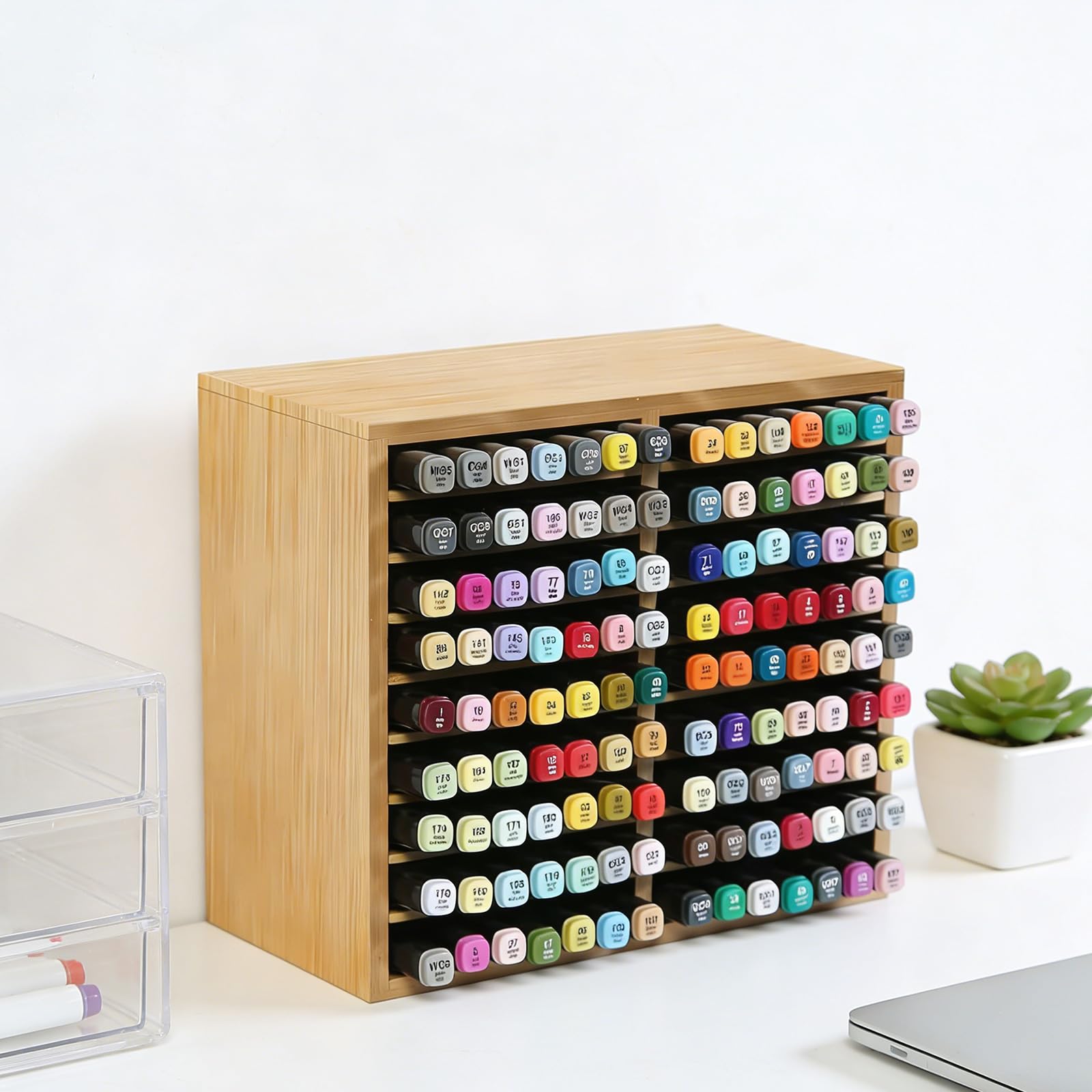 Portapennarelli in Vero Legno con Slot codificati a Colori Soluzione archiviazione organizzata della cancelleria