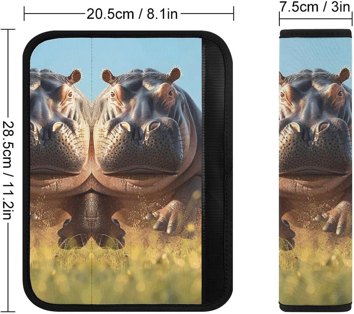 2 PCS Super Soft Car Seat Belt Pad, Cute Running Animal Images Printed Waterproof Sweat-Absorbing Seat Belt Covers Backpack Shoulder Pad for All Car Seats Baby Strollers