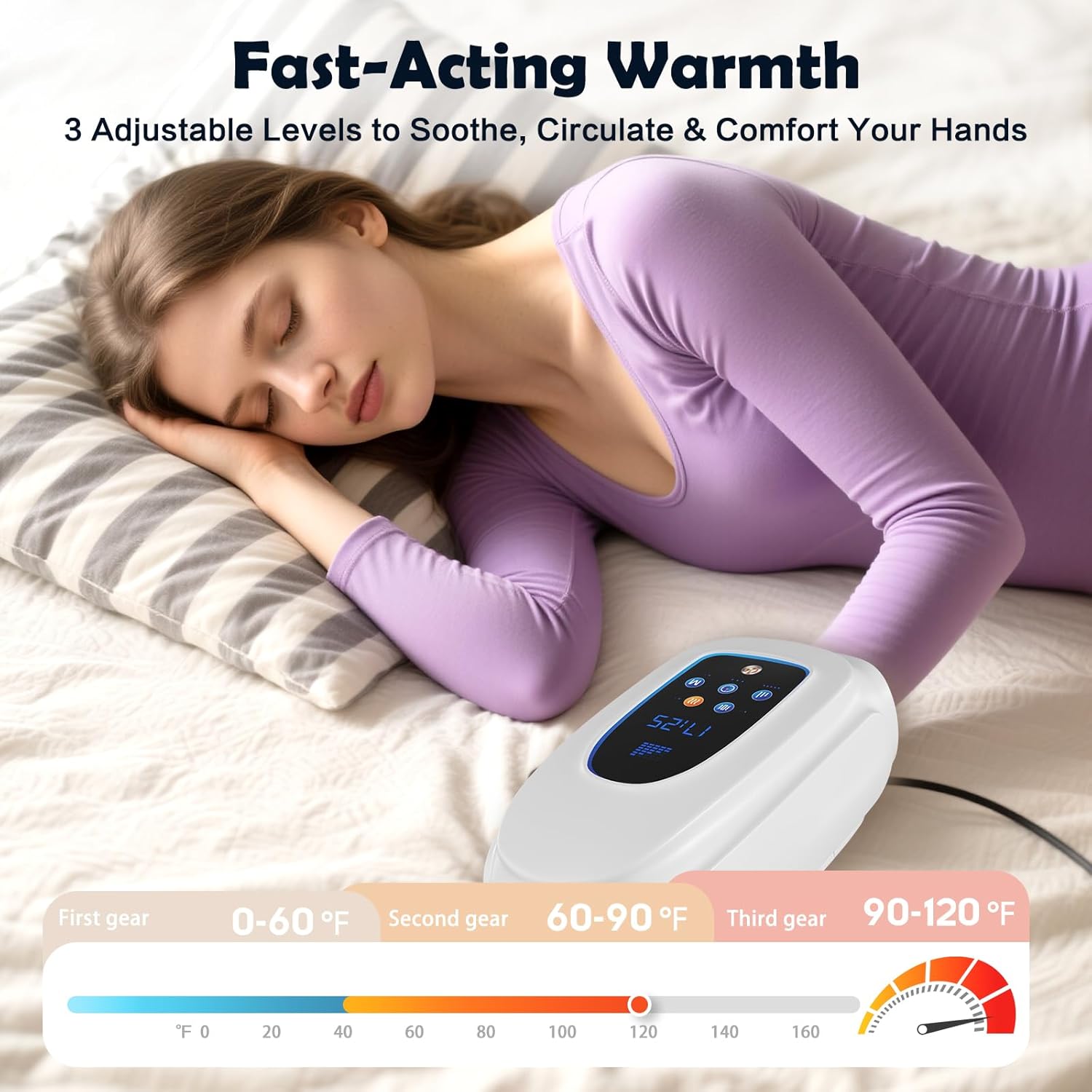 Hand Massager with Heat and Compression, Updated 5 in 1 Cordless Hand Massager, Finger Massager, Carpal Tunnel Relief & Wrist Relief Massager, Gift for Women Men, 3 Modes, 5 Gears, Scheduled Shutdown - Image 4