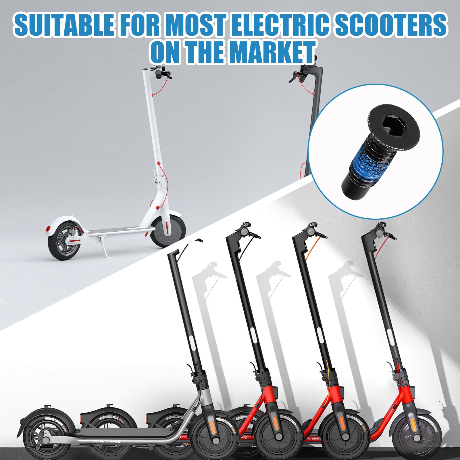 Jetstream Tornillo Patinete Eléctrico 10 Piezas, Pernos Cabeza de Frente Compatibles con Mayoría Patinetes