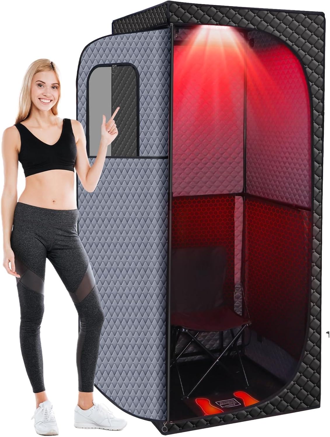 Dry Infrared Sauna, Saunas Box with Red Light Therapy for Relaxation, Detox and Muscle Relief, 9 Levels Up to 140°F Personal Indoor Saunas Tent, Portable Sauna for Home, Bedroom, Living Room