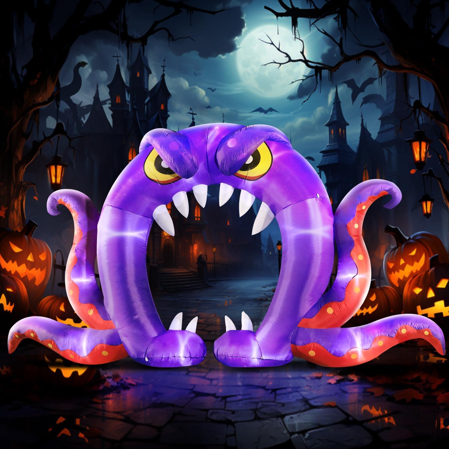 DomKom Halloween Inflatable Purple Monster Archway 16ft