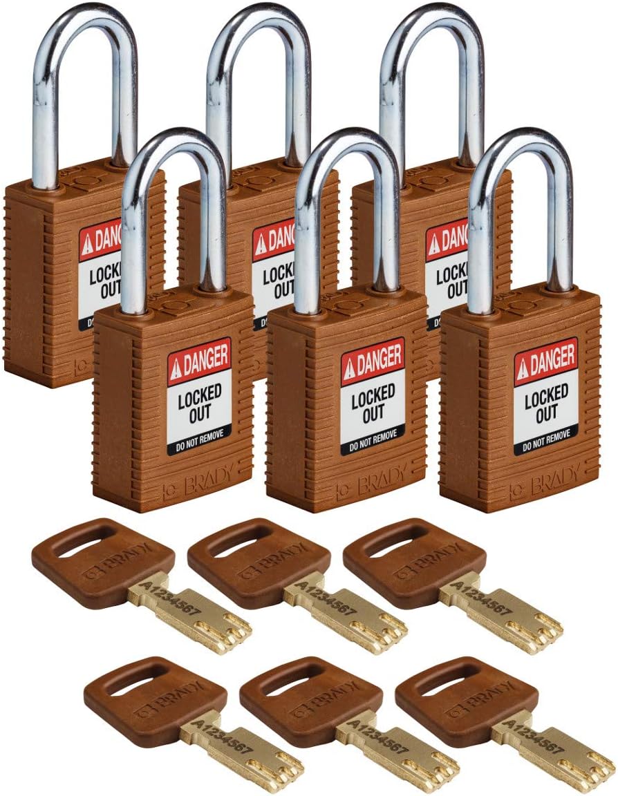 Brady SafeKey Lockout Padlock Nylon Red 1.5" Steel Shkl Keyed Different