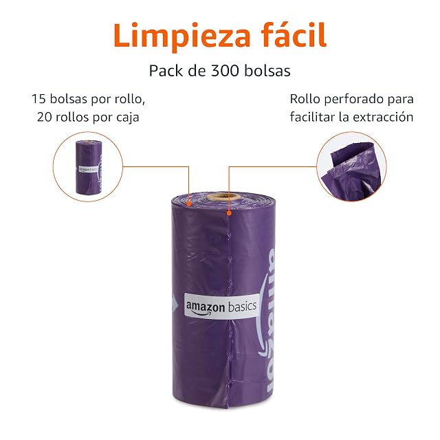 Foto 2 de 4 de Amazon Basics Bolsa de basura para perros sin dispensador, lavanda, 300 Bolsas (20 paquetes de 15 bolsas)