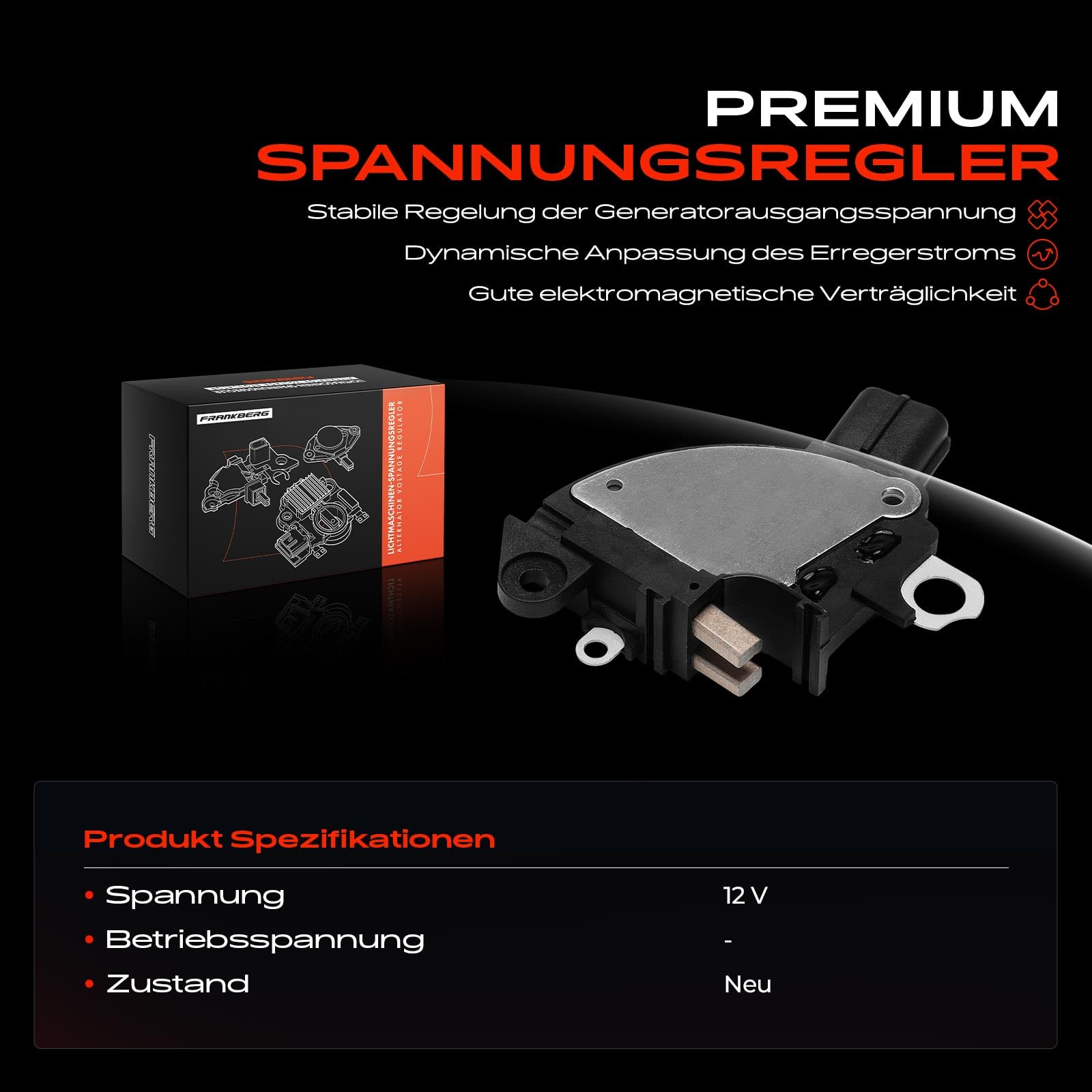 Frankberg Regulador de alternador regulador de generador 3 polos | Compatible con: Torneo Focus II DA DS FFS, Focus II Saloon DB DH FCH, Focus II DA DP HCP, Enfoque DAW DBW