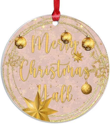 Miniatura 42 de Christmas Ornament Merry Christmas Y'all Christmas Tree Decorations Gold Snowflake Ball Wreath Novelty Acrylic Ornaments Xmas Gift Home Xmas Tree