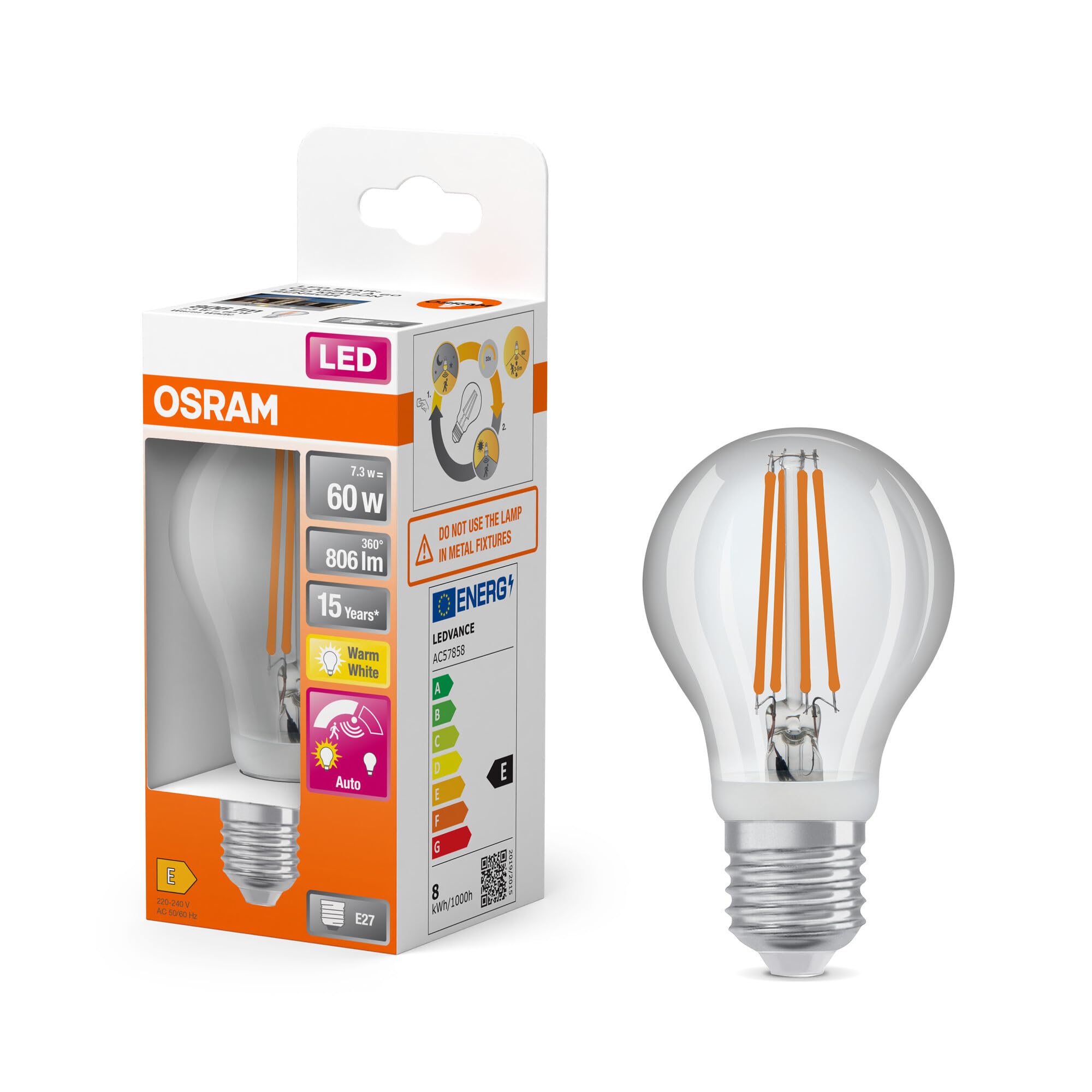 Osram LED Star Classic avec détecteur de mouvement et de lumière du jour,