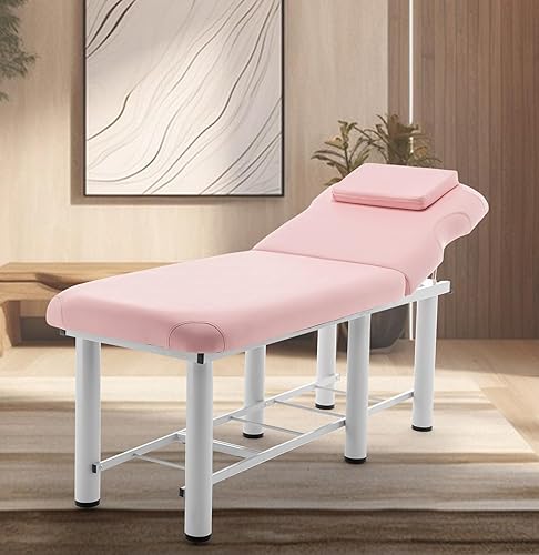 Mesa de masaje profesional con respaldo ajustable, espuma viscoelástica, marco de metal, piel sintética, cama facial de spa para salón, peluquería y