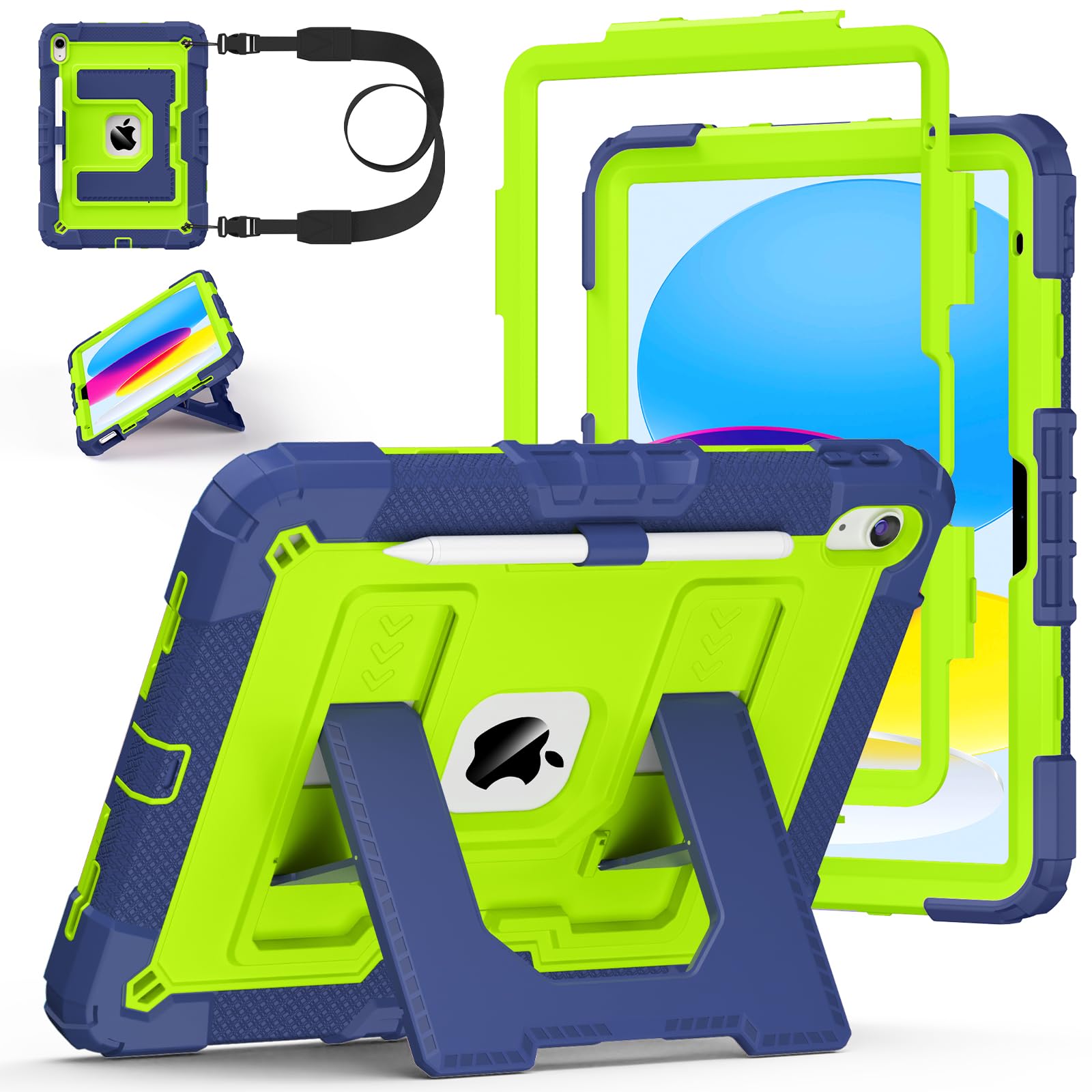 Case for iPad A16 11th/10th Generation 11/10.9 Inch 2025/2022, Ubearkk for iPad a16 case Military Grade Fully-Body Rugged Shockproof Cases with Large Kickstand Pen Holder Shoulder Strap,Parent