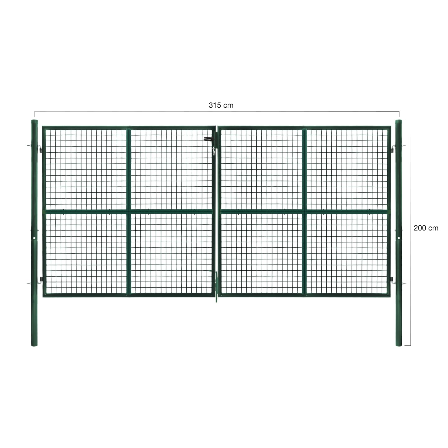 IDMarket - Cancello di recinzione in acciaio verde 315 x 150 cm con serratura e maniglia