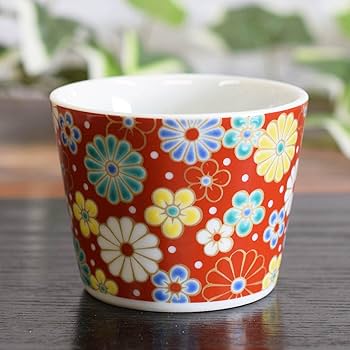 色絵角皿+猪口　5客 色絵角皿+猪口 5客