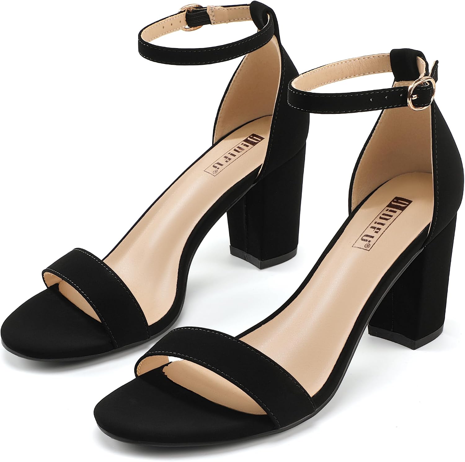  Women's 3 Inch Block Chunky Open Toe Heels Ankle Strap Heeled Sandal