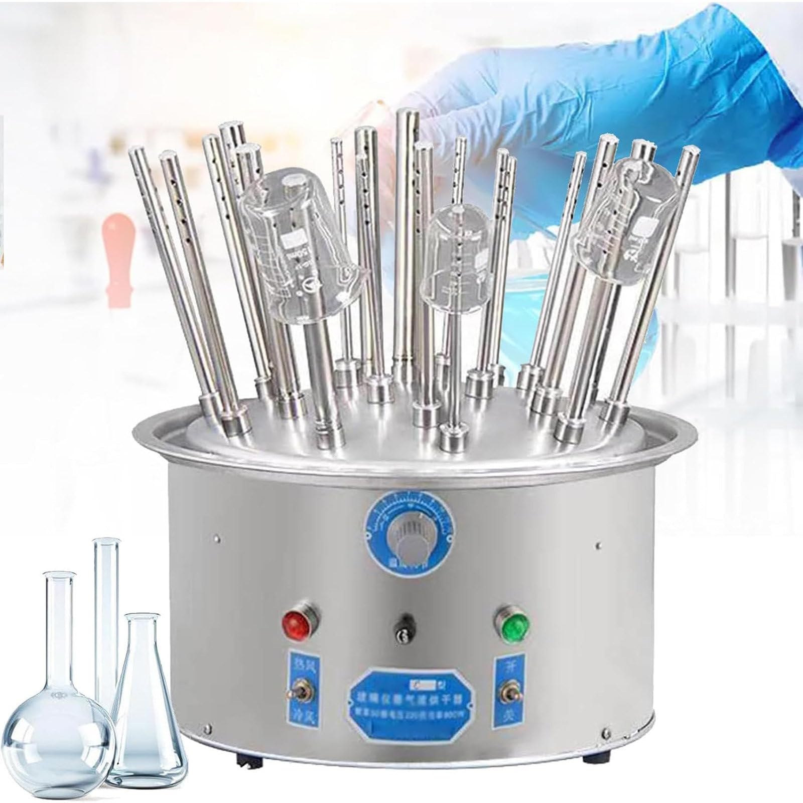 Secador De Material De Vidrio De Laboratorio Con Tubos De Secado, Rejilla De Secado Eléctrica Con Flujo De Aire Para Tubos De Ensayo Y Vasos De Precipitados, Máquina De Secado De Acero Inoxidable Par