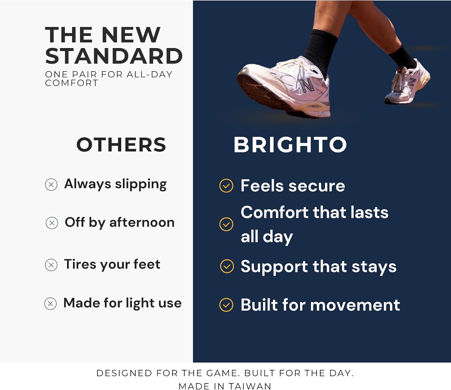 BRIGHTO Bamboo Charcoal Socks - Odor Control Moisture Wicking Cushioned Arch Support - Mid Crew (3-Pack) Unisex