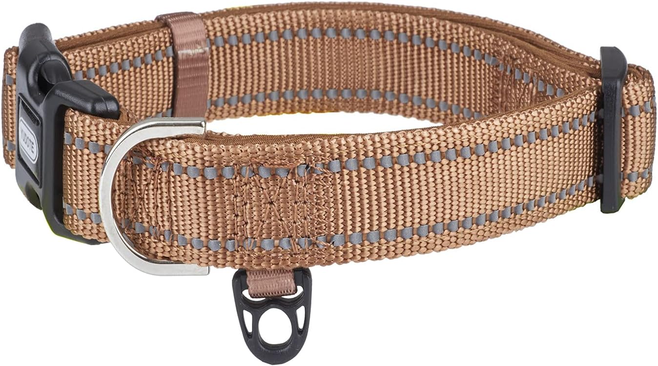 YUDOTE Dog Collar Strong Reflective Nylon Webbing with Soft Comfy Neoprene Padded Linning for Large Canines Daily Use,Brown - Image 5