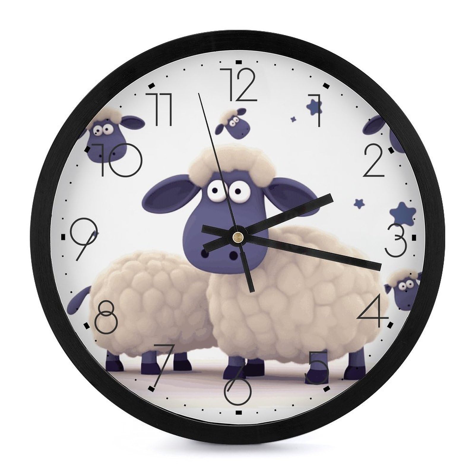 Horloge murale imprimée mouton pour décoration de salon et chambre d'enfant