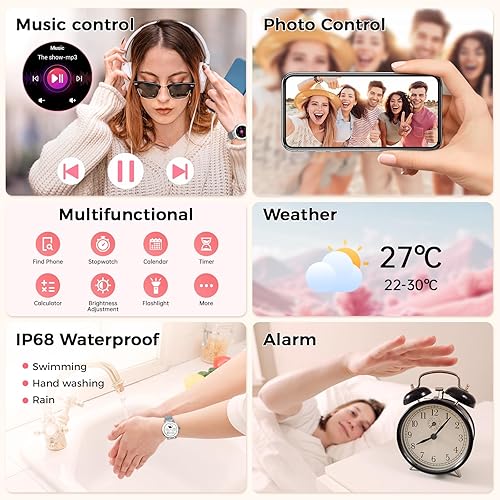 Miniatura 6 de Reloj inteligente para mujer, rastreador de actividad física AMOLED, pantalla HD, Bluetooth, marcarespuesta de llamada, relojes de 1.19 pulgadas con
