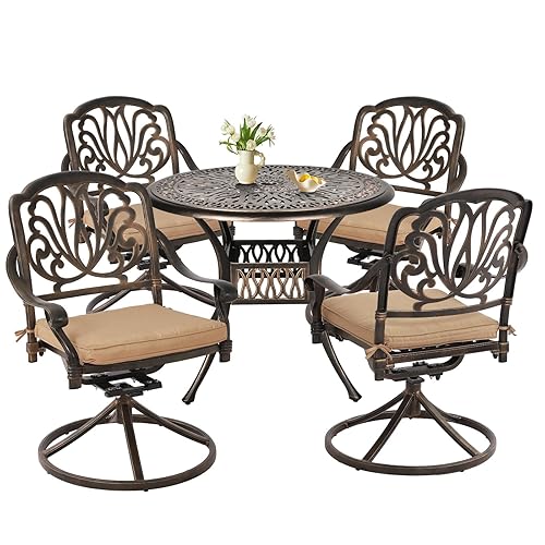 Grepatio 5 Piece Outdoor Dining Set Cast Aluminum Patio Dining