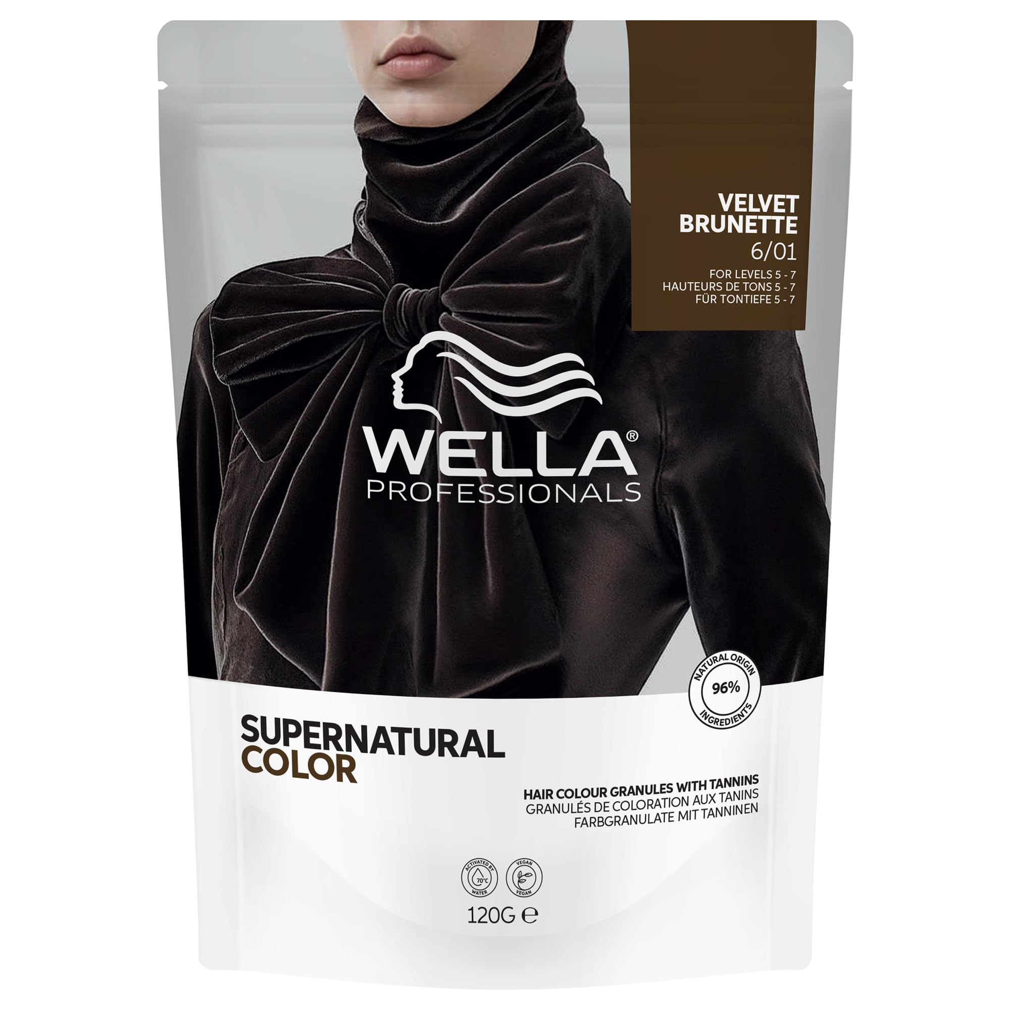 Wella Professionals Supernatural Color – Professionelle Semi-Permanente Haarfarbe – Mit Tanninen zum Färben, Stärken & Reparieren des Haares – 6/01 Samt Braun – 120g