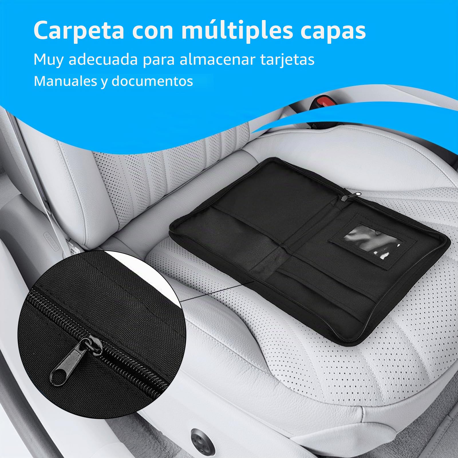 Portadocumentos Coche A5, Carpeta de Coche Documentación Impermeable, Multibolsillos, Ligera y Portátil – Organizador para Licencia de Conducir, Papeles del Auto y Accesorios