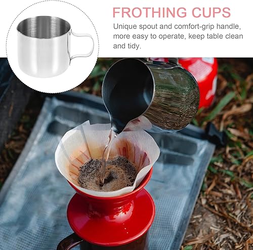 Miniatura 6 de Luxshiny Jarra de espuma de leche de acero inoxidable y taza de salsa, 1 oz, mini crema con boquilla y mango para café con leche, arte y cocina