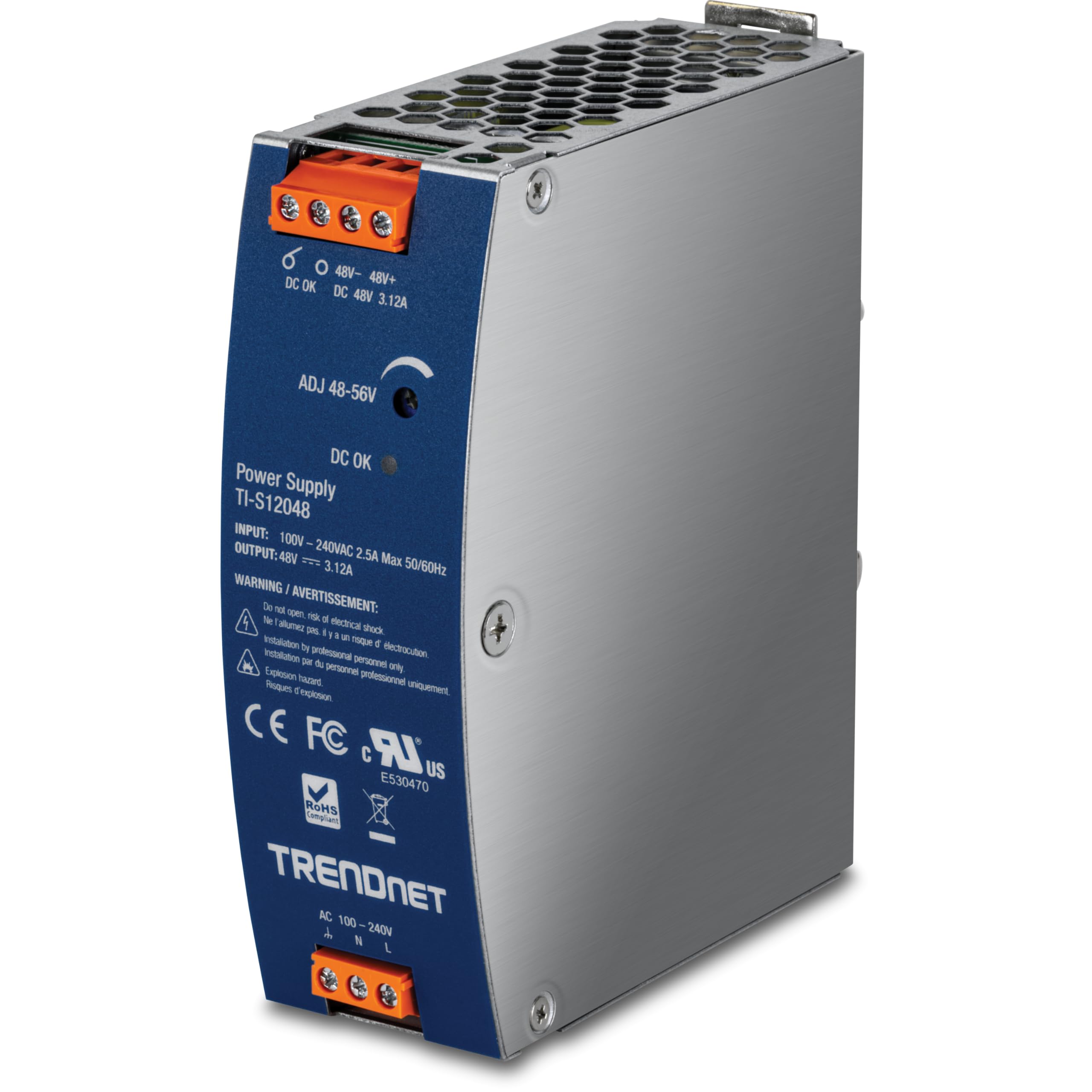 TRENDnet TI-S12048 DIN Rail 48V 120W Power Supply for TI-PG541