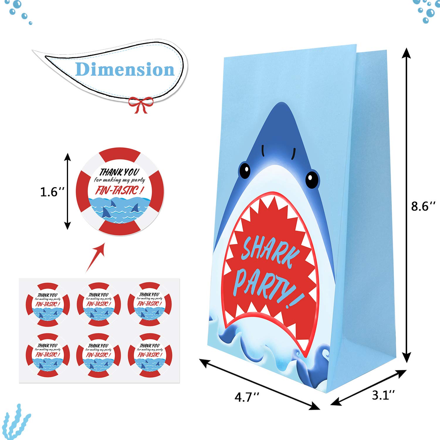 Buy 24 Packs Shark Goodie Candy Treat Bags, Shark Theme Party Favor