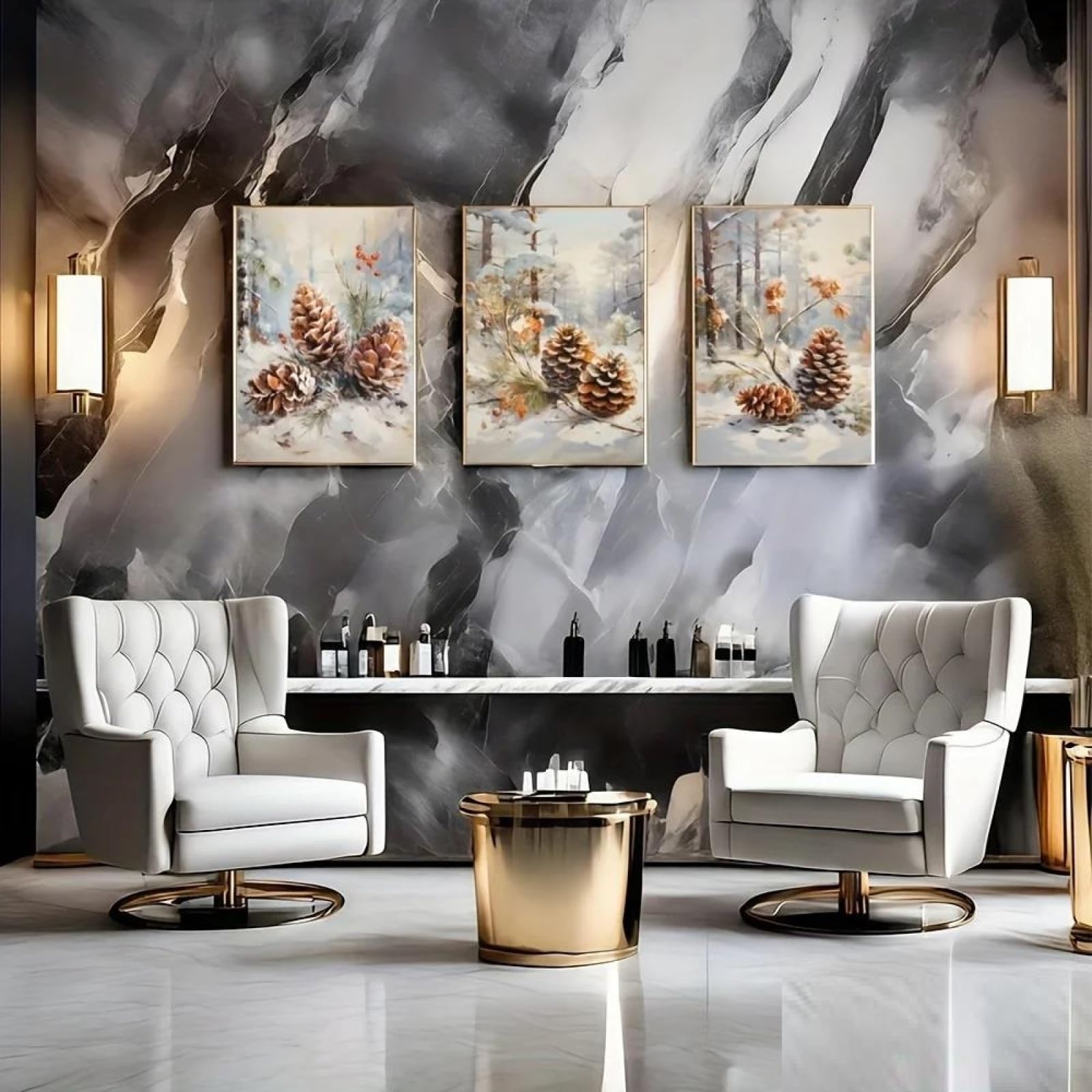 Yocheng 3pcs Winter Forest Pine Tree & Snowy Landscape Wall Art Set -Art Deco Printable Paintings 21x30cmx3 No Frame