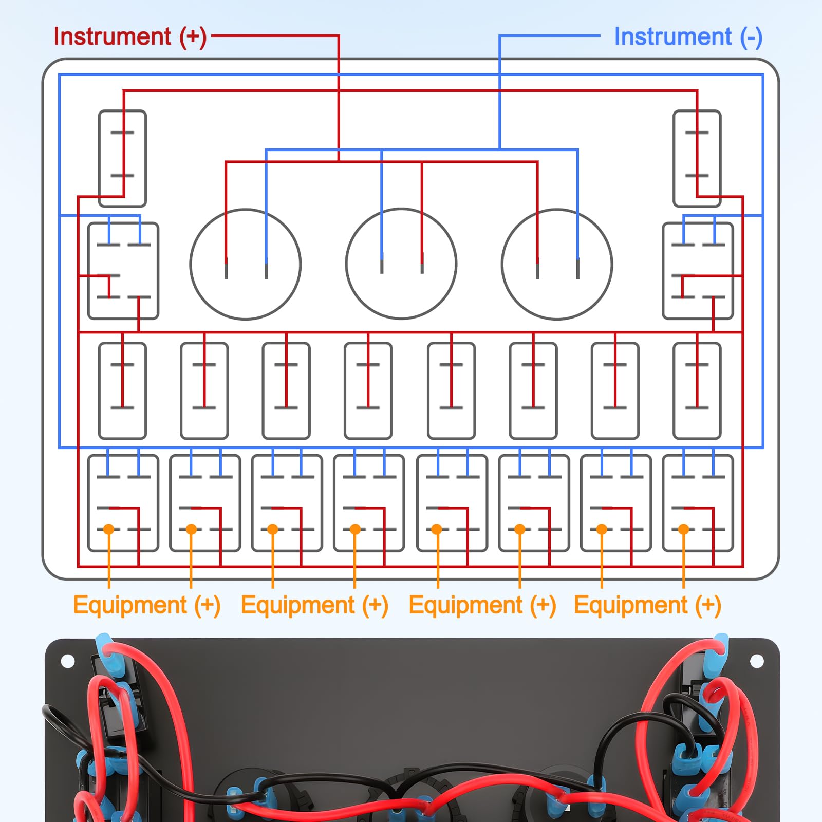 Geloo Pannello Interruttori a Bilanciere 12V 24V 10 Gang Interruttore a Levetta Impermeabile con Interruttore Automatico, Voltmetro, Presa Accendisigari per Auto, Doppio Caricatore USB
