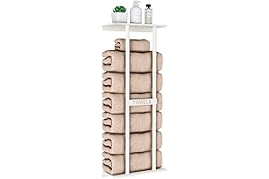 Space-Saving Bathroom Oasis: Wall-Mounted Towel Rack for Rolled Towels