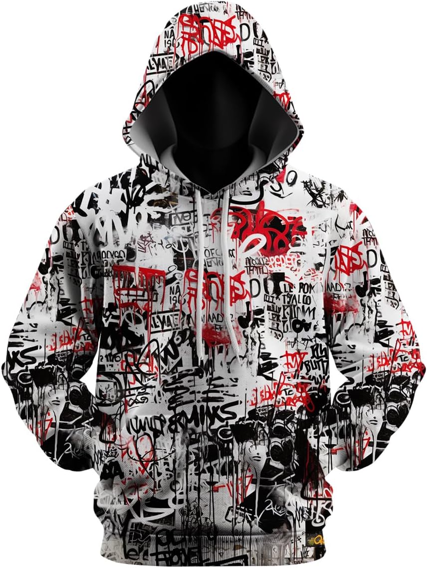 Men's Hipster Hip Hop Long Sleeve Hoodie Hooded Sweatshirt - Image 3
