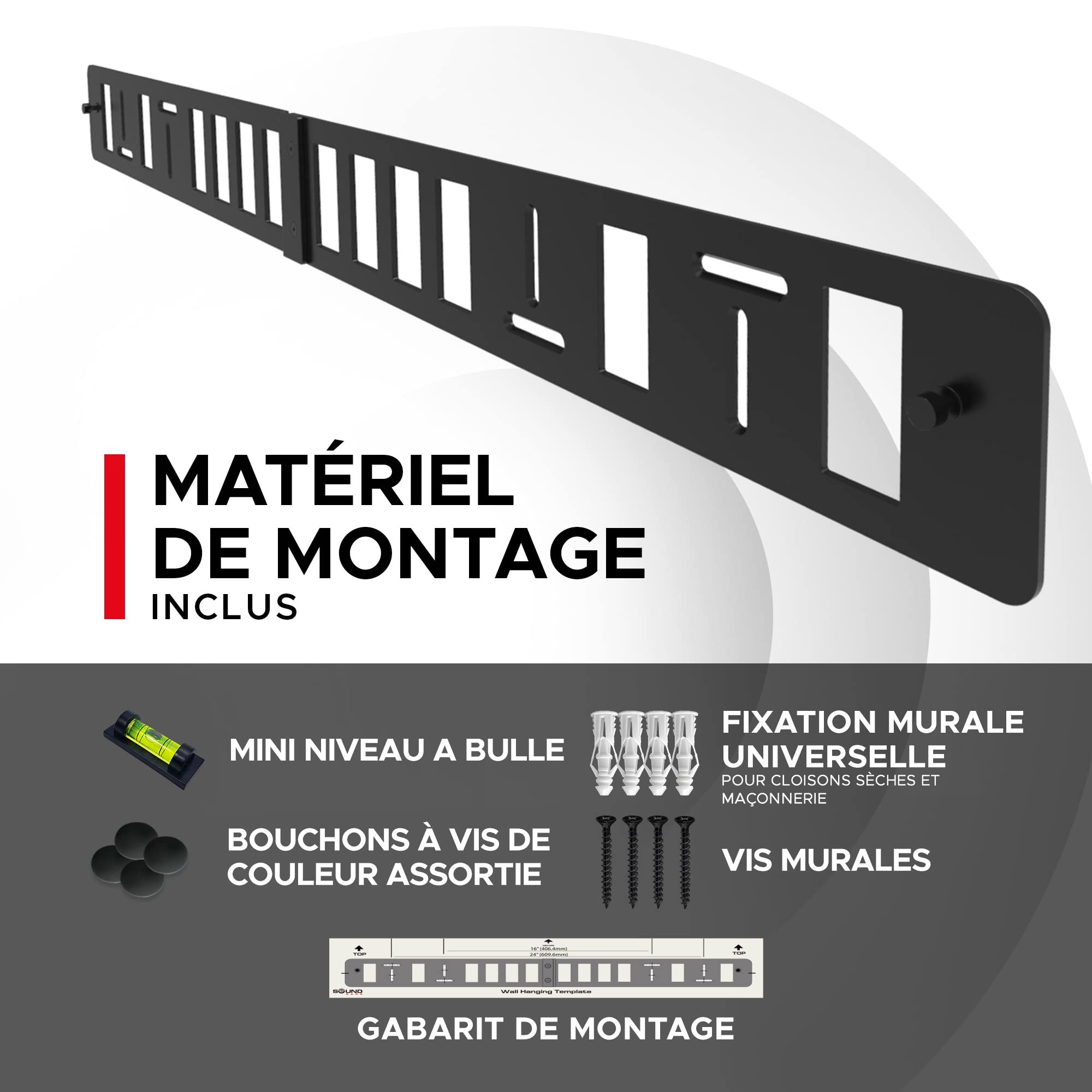 Sound Bass Kit de Support Mural Playbar avec Accessoires de Montage