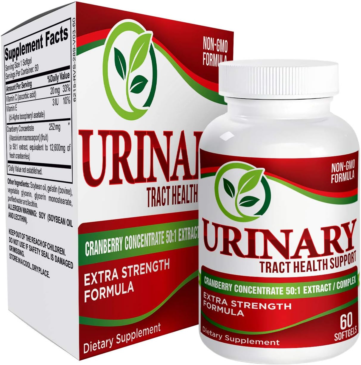 Urinary Tract Health and Relief Support - Natural Urinary Support Supplement with Cranberry Extract - 60 Capsules